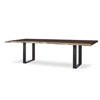 86" Guan Slab Dining Table - Oiled Bronze Strap Base
