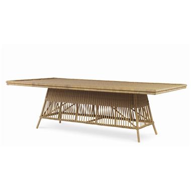 Mainland Wicker Rectangular Dining Table w/ tempered glass