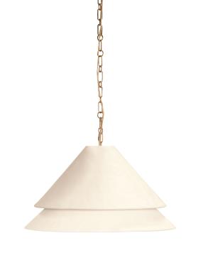Halo Double Shade 24" Deep Pendant - Soft Brass/Plaster Shade